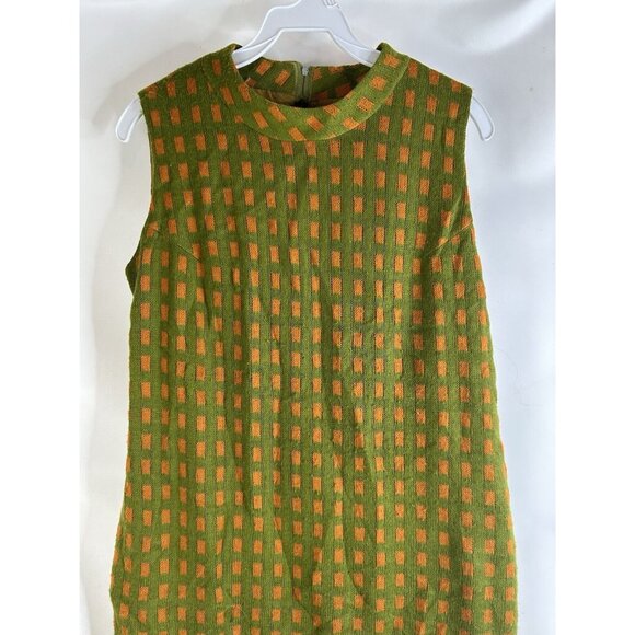 Vintage 60s Geometric Knit Sleeveless Sheath Dress Mod - Picture 3 of 7